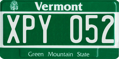 VT license plate XPY052