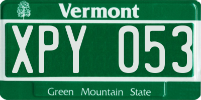 VT license plate XPY053