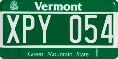 VT license plate XPY054