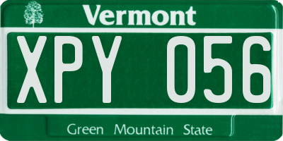 VT license plate XPY056