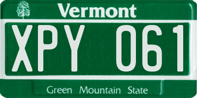 VT license plate XPY061