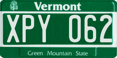 VT license plate XPY062