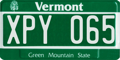 VT license plate XPY065