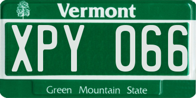 VT license plate XPY066