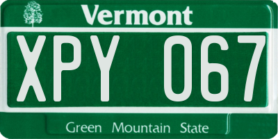 VT license plate XPY067