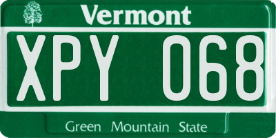 VT license plate XPY068