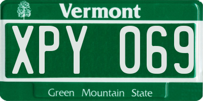 VT license plate XPY069