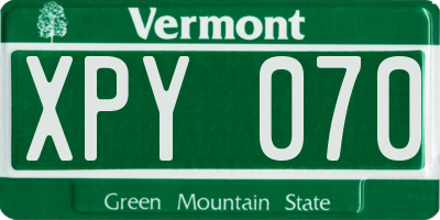 VT license plate XPY070