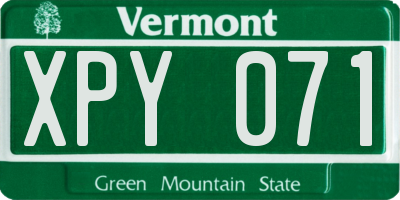 VT license plate XPY071