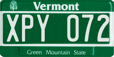 VT license plate XPY072