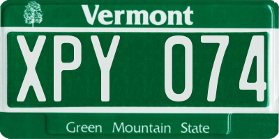 VT license plate XPY074