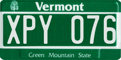 VT license plate XPY076