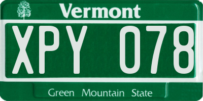 VT license plate XPY078
