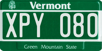 VT license plate XPY080