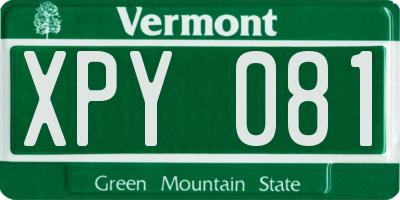 VT license plate XPY081