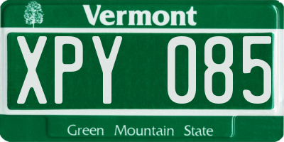 VT license plate XPY085