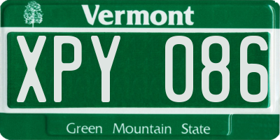 VT license plate XPY086