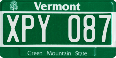 VT license plate XPY087
