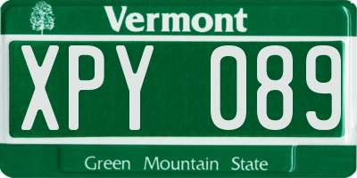 VT license plate XPY089