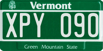 VT license plate XPY090