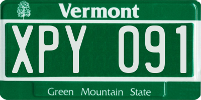 VT license plate XPY091