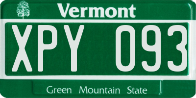 VT license plate XPY093