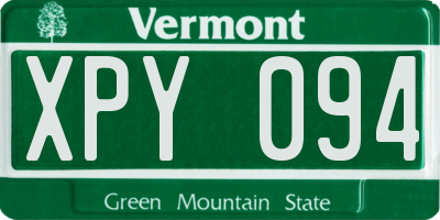 VT license plate XPY094