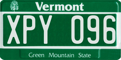 VT license plate XPY096