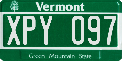 VT license plate XPY097
