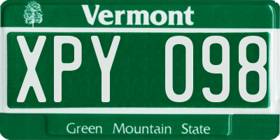 VT license plate XPY098