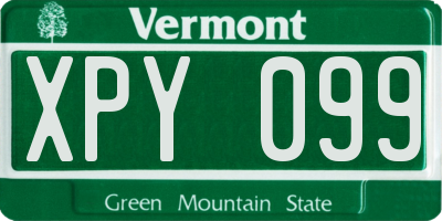 VT license plate XPY099