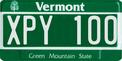 VT license plate XPY100