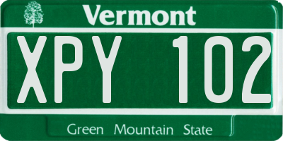 VT license plate XPY102