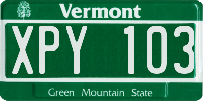 VT license plate XPY103