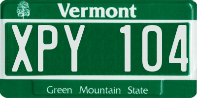 VT license plate XPY104