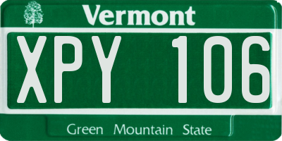VT license plate XPY106