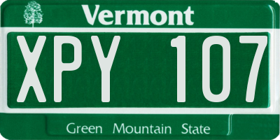 VT license plate XPY107