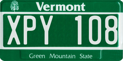 VT license plate XPY108