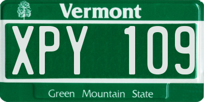VT license plate XPY109