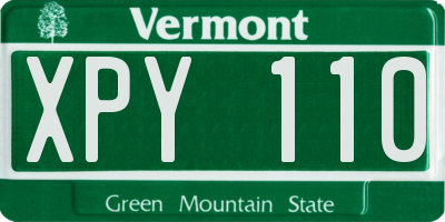 VT license plate XPY110