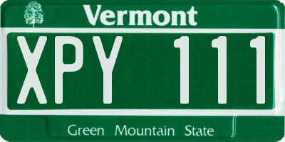 VT license plate XPY111