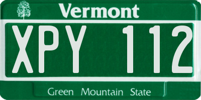 VT license plate XPY112