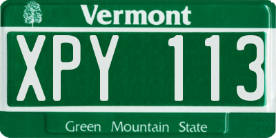 VT license plate XPY113