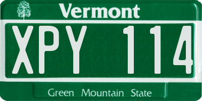 VT license plate XPY114