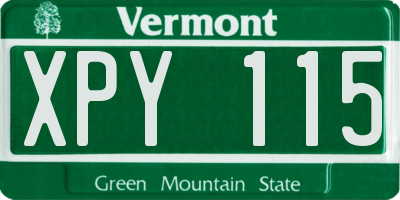 VT license plate XPY115