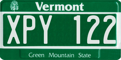 VT license plate XPY122