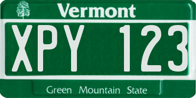 VT license plate XPY123