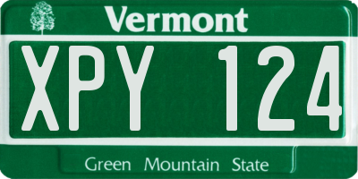 VT license plate XPY124
