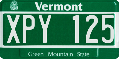 VT license plate XPY125