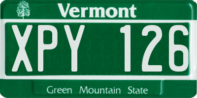 VT license plate XPY126